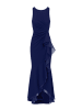 Langes Abendkleid Ruffle Crepe Halter Gown in Navy Sateen
