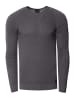 Slim Fit Feinstrick Biker Rundhals-Pullover in Anthrazit