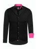 Hemd mit Weste und Krawatte in Schwarz / Pink
