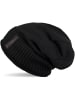 Feinstrick Beanie Mütze in Schwarz
