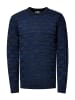 Kontrast Grobstrick Rundhals-Pullover in Marine