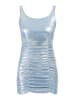 Damen Strick Trägerkleid Mini in Blau Metallisch