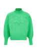 Damen Pullover Mit Blumenstick in GRÜN