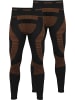 2 x Thermounterhose Lange Skiunterwäsche für Herren in Orange/Schwarz