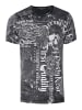 Verwaschenes T-Shirt mit "Flying-Skull" Print in Schwarz