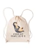 Sportbeutel Pinguin Lachen mit Spruch in Creme