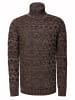 Kontrast Grobstrick Rollkragen-Pullover in Khaki