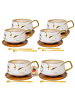 Kaffeetasse Teetasse Keramik 200ml mit Untersetzer in 6x Weiß