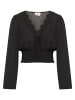 Damen Cropped Bluse Langarm in Schwarz