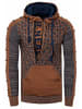1/2 Zip Kontrast Grobstrick Kapuzen-Pullover in Camel