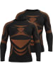 2x Herren Thermo Langarmshirt in Schwarz/Orange