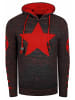 Grobstrick Comic Kapuzen-Pullover in Anthrazit / Rot
