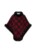 Damen Poncho in Rot Schwarz