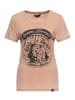 Queen Kerosin Enzym Wash T-Shirt Hasta La Muerte in latte macchiato