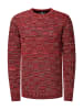 Kontrast Grobstrick Rundhals-Pullover in Rot