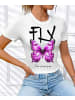 T-Shirt Butterfly WEISS-Pink