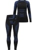 Damen Sport-Funktionsunterwäsche Set Hemd + Hose in Blau/Schwarz