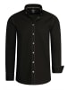 Langarm Slim Fit Hemd mit Kontrast-Naht in Schwarz / Camel