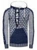 1/2 Zip Kontrast Grobstrick Kapuzen-Pullover in Petrol