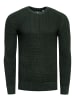 Grobstrick Slim Fit Rundhals-Pullover in Khaki