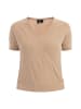 Damen Kurzarm-Pullover in Beige