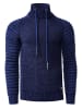Biker Grobstrick Stehkragen-Pullover in Indigo