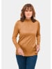 Kurzgröße:  Strickpullover mit Stehbundkragen in honig
