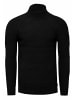 Grobstrick Einfarbiger Stehkragen-Pullover in Schwarz