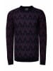 Kontrast Rundhals-Pullover in Marine / Weinrot