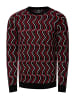 80er-Design Feinstrick Rundhals-Pullover in Schwarz