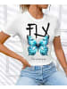 T-Shirt Butterfly WEISS-Türkis