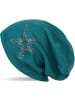 Beanie Mütze mit Strass Stern in Petrol