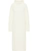 Damen Strick Langarmkleid Midi in Weiss