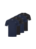 Kappa 4er Pack Herren-T-Shirt Basic mit Rundhals Ausschnitt in 2xNavy 2xSchwarz