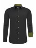 Business Hemd Slim Fit Premium Cotton-Stretch in Schwarz / Khaki