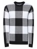 Schwerer Karo Kontrast Grobstrick Pullover in Schwarz / Weiß
