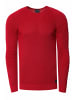 Slim Fit Feinstrick Biker Rundhals-Pullover in Rot
