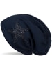 Beanie Mütze mit Strass Stern in Midnight-Blue