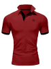 Basic Kontrast Polo Shirt MEMPHIS in Bordeaux/Schwarz
