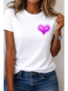 T-Shirt Big Love WEISS-Lila mit kleinem Motiv