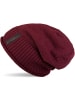 Feinstrick Beanie Mütze in Bordeaux-Rot