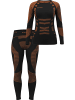 Damen Sport-Funktionsunterwäsche Set Hemd + Hose in Orange/Schwarz