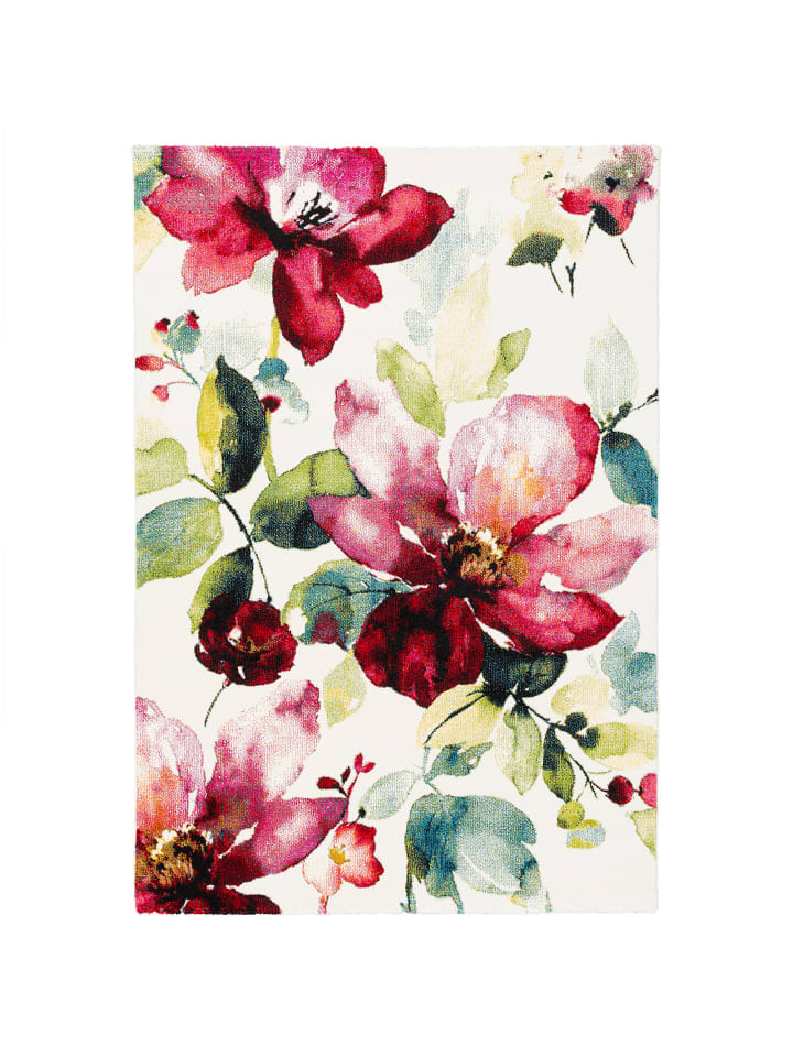 Pergamon Designer Teppich Brilliant Rosa Blumen In Bunt Gunstig