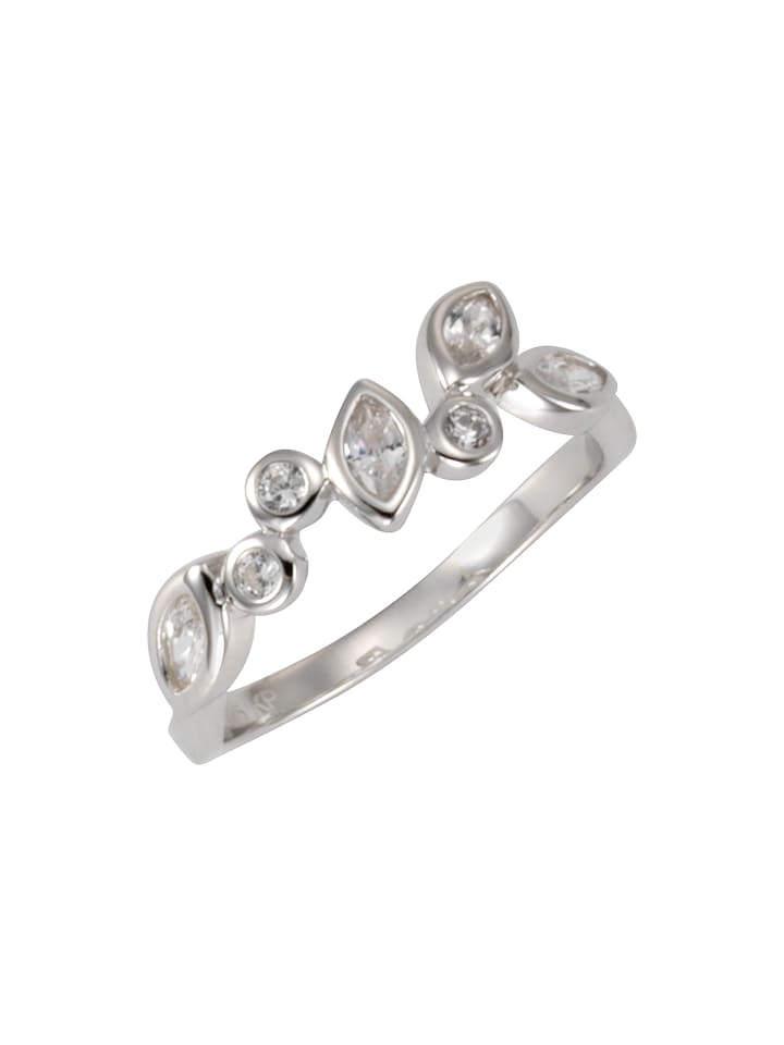 ZEEme Silver Ring 925 Sterling Silber rhodiniert Zirkonia weiß Zeeme Silver Ring