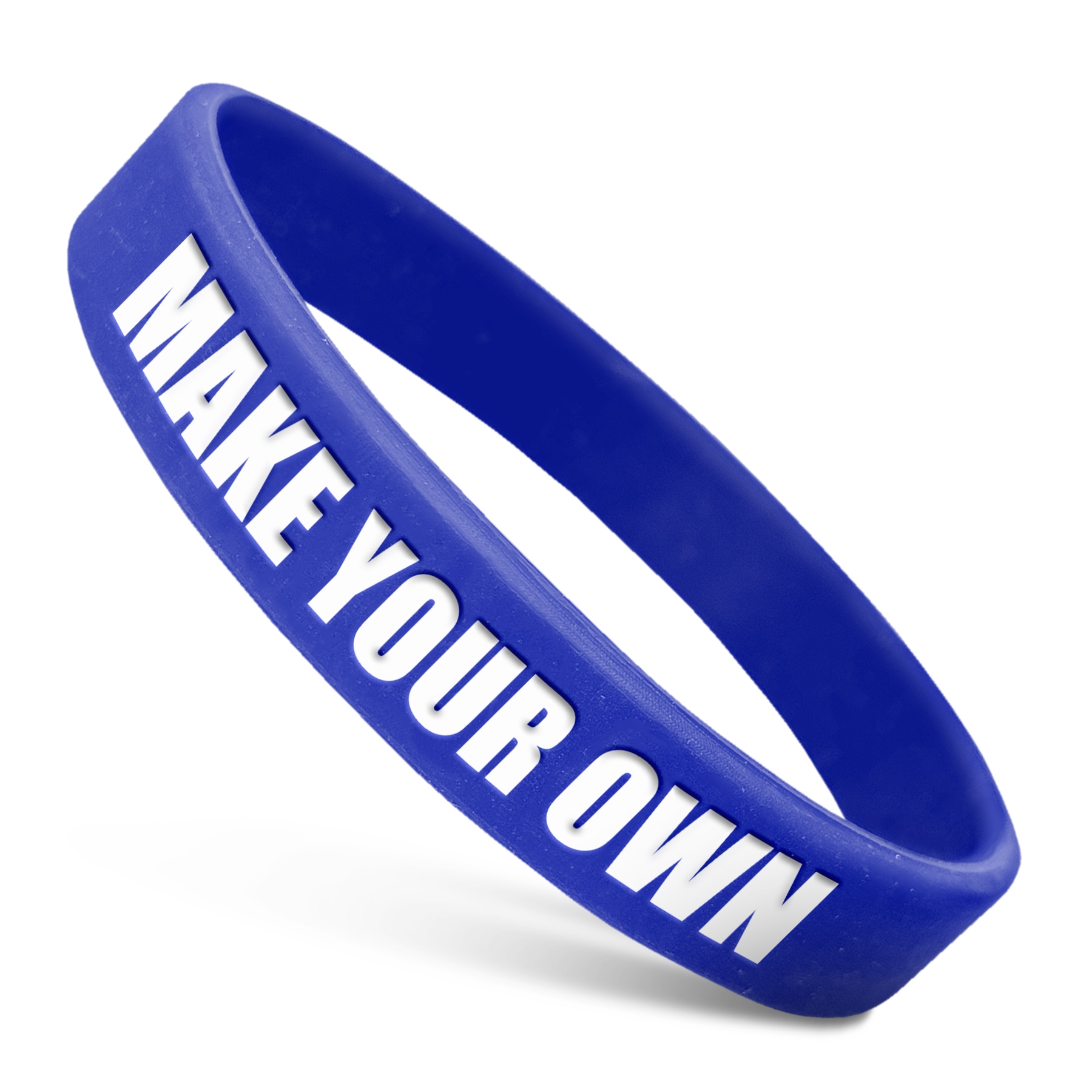 Rubber Bracelets - Fully Customizable - 100% Silicone (1ct, Blue 072)