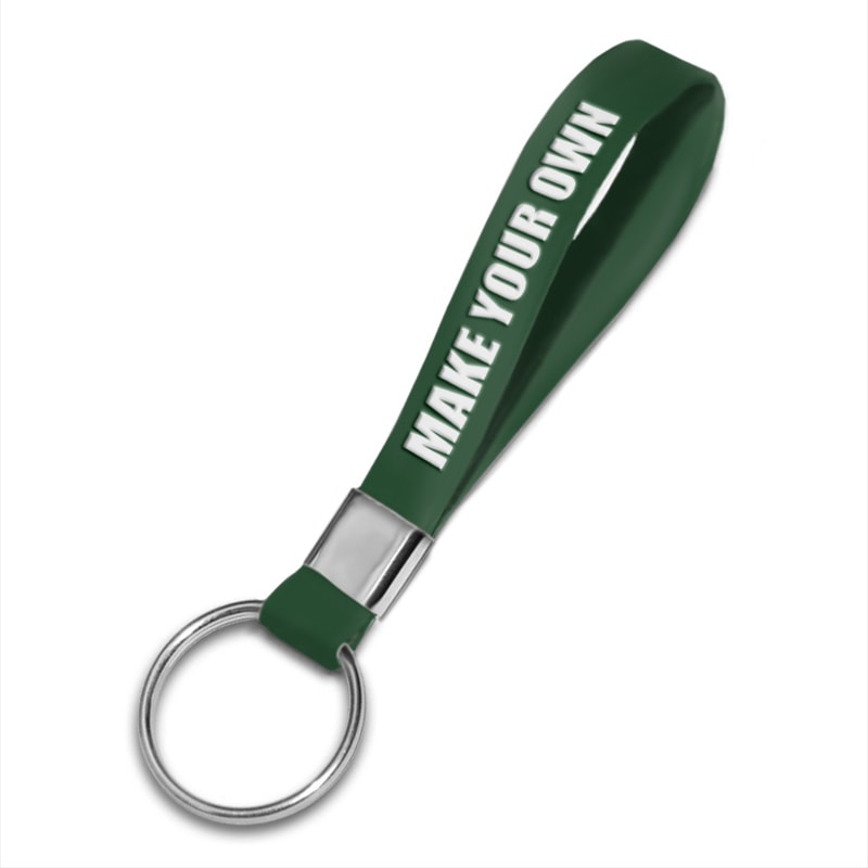 Custom Keychain - Silicone With Ink Imprint - 1ct - Green 350