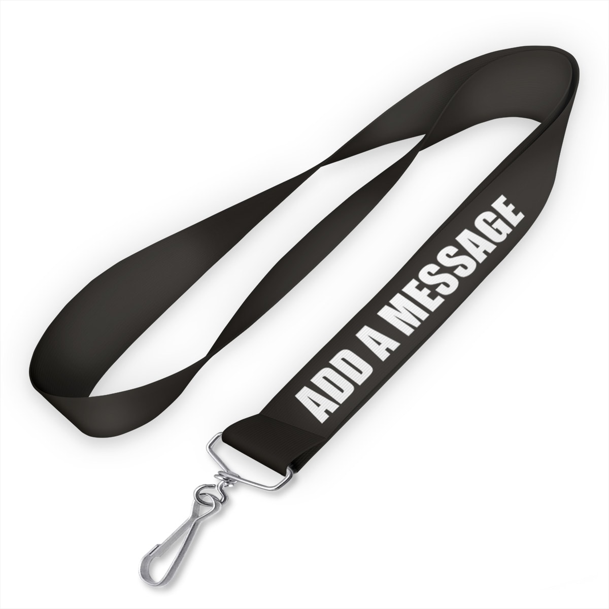 Custom Lanyard With Swivel Hook - Polyester - Black - 25ct
