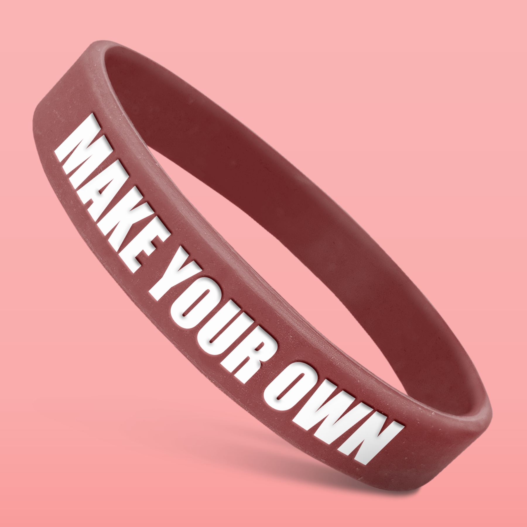 Custom Bracelets - 100% Silicone - Classic Rubber Wristbands (1ct, Maroon 1815)