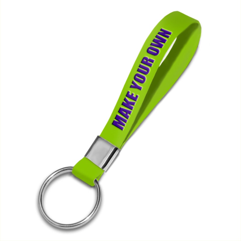 Custom Keychain - Silicone With Ink Imprint - 1ct - Green 375