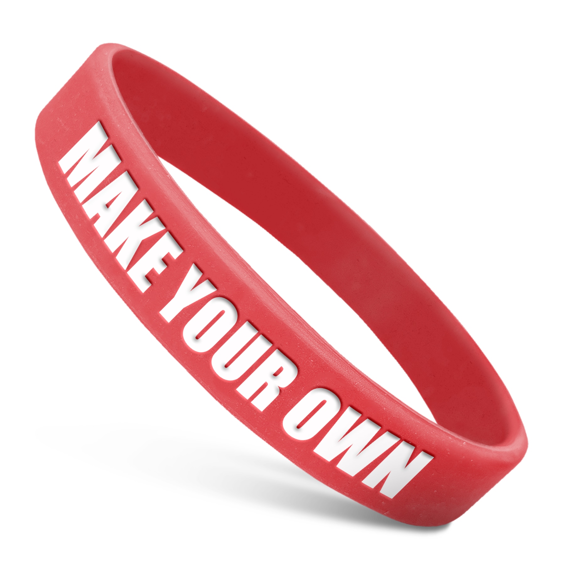 Custom Wristbands - 100% Silicone - Classic Rubber Bracelets (1ct, Red 1795)